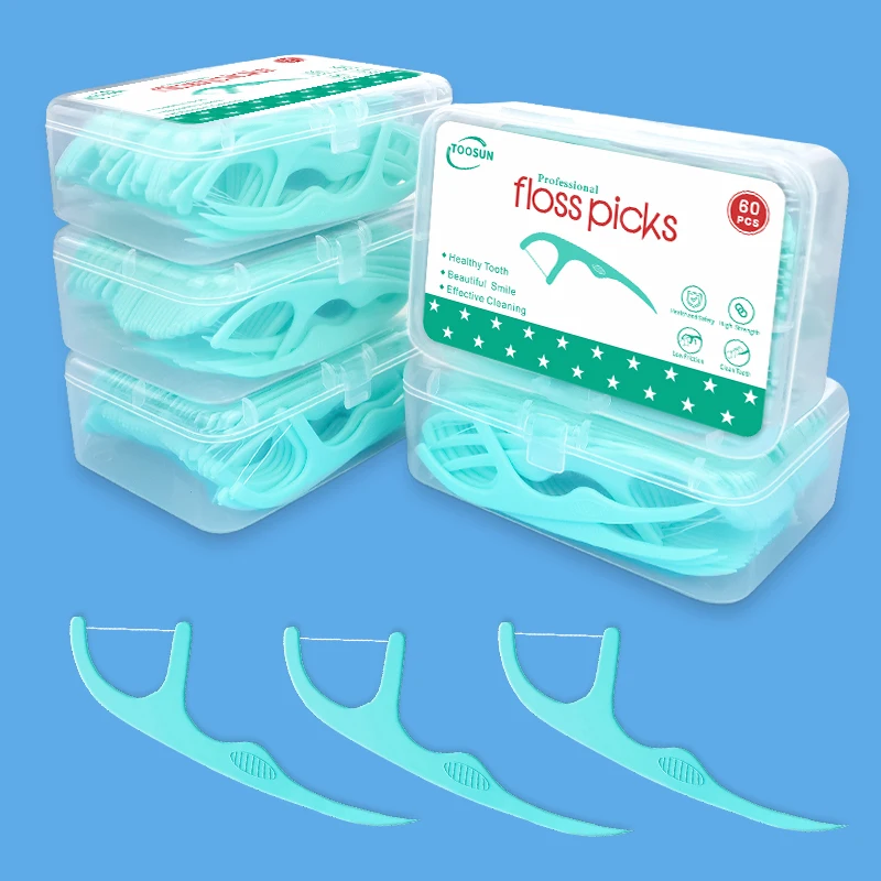 60/300/600pcs Flavor Dental Floss Sticks Minty Toothpicks With Thread Dental Flosser Picks Clean Between Teeth Oral Hygiene Care