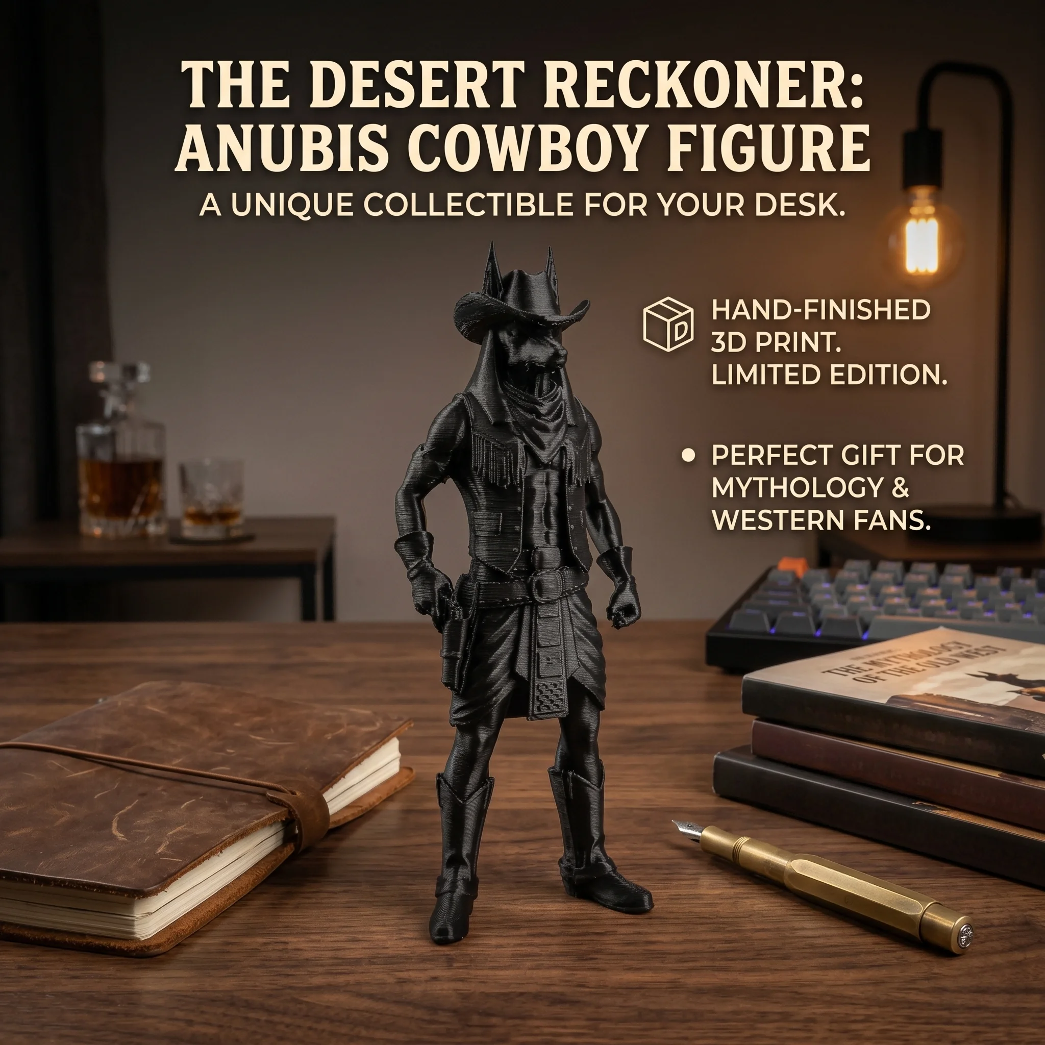 Anubis Cowboy Ornament, Western Style, Collectible Figurine, Home Desk Decoration, Creative Sculpture.