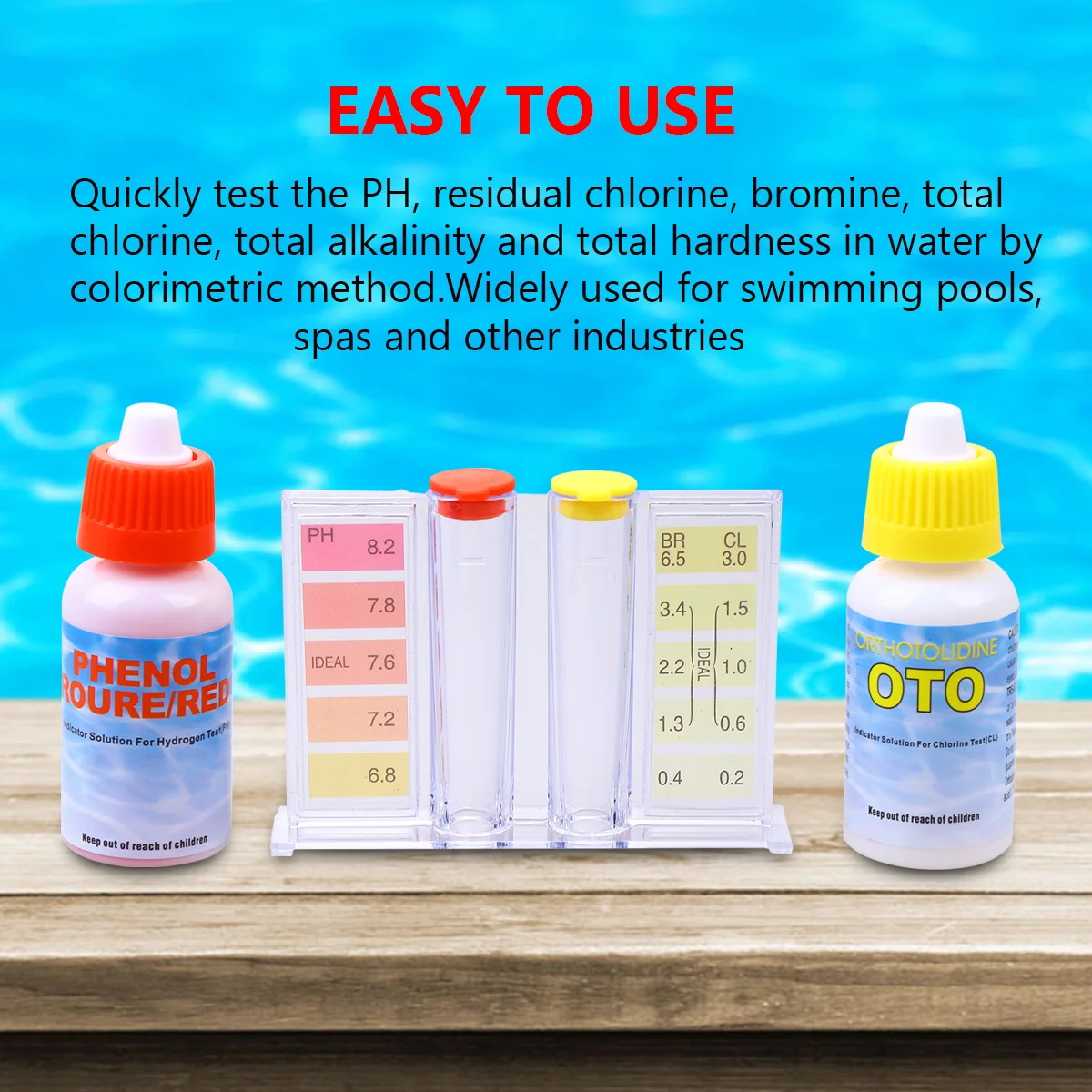 

1 set Premium Water Quality Testing Reagents For Ph Chlorine Test Solution Chemistry Accurate