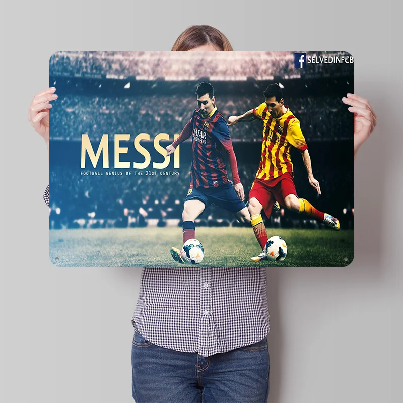 Lionel Messi Football Tinplate Poster Custom Wall Art Vintage Metal Signs Retro Tin Plaque for Room Decoration Home Decor Items
