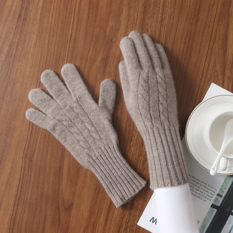 Winter Cashmere Knitted Gloves Men And Women Outdoor Riding Warm And Cold-Proof Wool Gloves