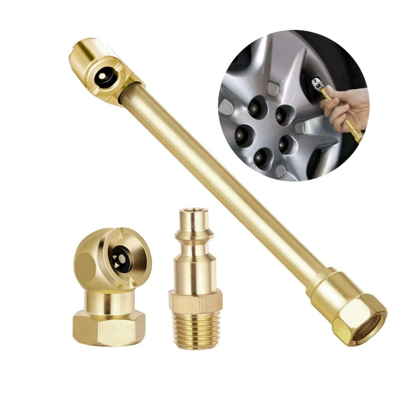 Brass Air Chuck Set Compressor Inflation 1/4 Closed Ball Air Chuck Dual for Head Tire Inflator Tape Pack of 4