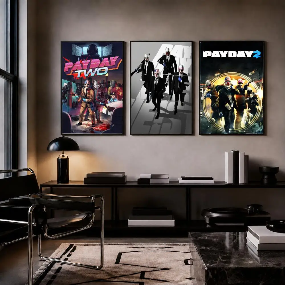 Action Game P-Payday 2 Poster HD PP Paper Waterproof Wall Art Print for Bedroom Living Room Decor