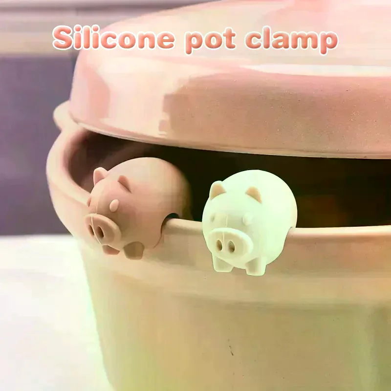 Support Pan Pot Lid Holder Anti-Overflow Pot Clip Kitchen Tools Stand Mobile Phone Chopstick Spoon Holder Stand Gadgets Silicone