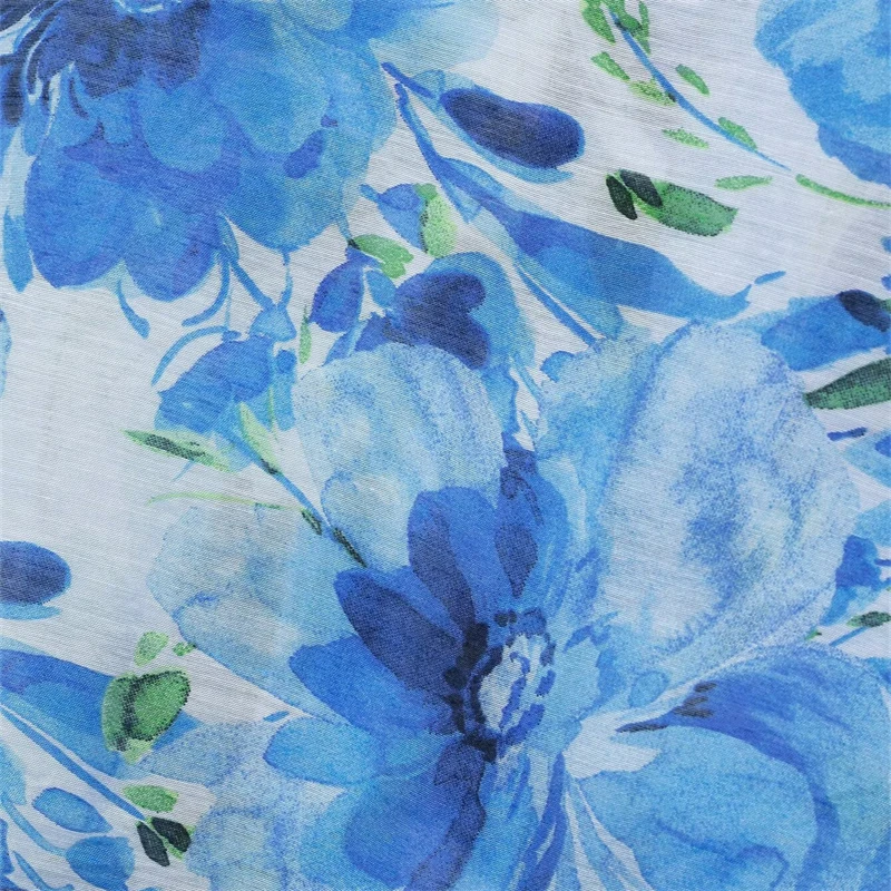 KEYANKETIAN 2025 wiosna nowa damska niebieska koszula z nadrukiem kwiatowym styl duszpasterski pojedyncze piersi z długim rękawem luźna szyfonowa bluzka Top