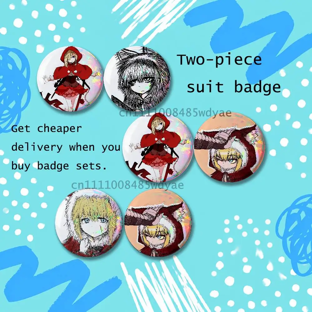 

Game Black Souls Anime Little Red Riding Hood 2-piece set Pins Backpack Clothes Jewelry Cartoon Round Brooch Button Badge Gifts