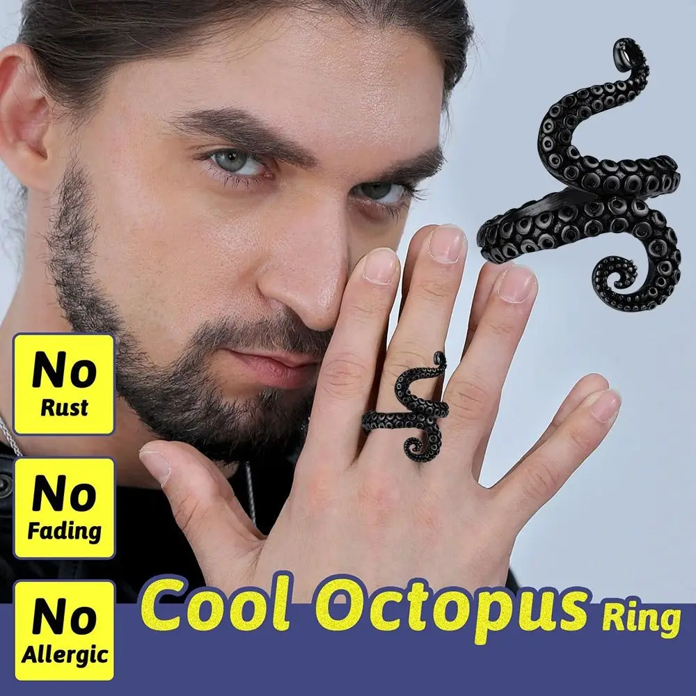 Octopus Opening Knitting Loop Crochet Ring Finger Wear Punk Style Thimble Ring Adjustable Stainless Steel