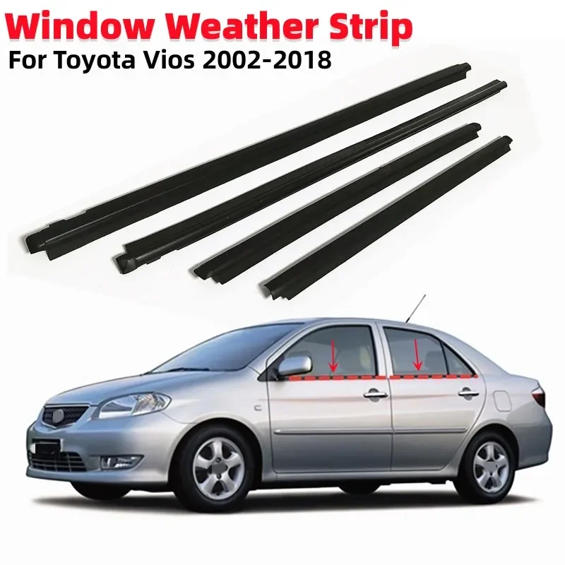 

4Pcs Car Window Weather Strip Waterproof Pressure Strips Sealing Weatherstrip Moulding Trim For Toyota Vios 2002-2018