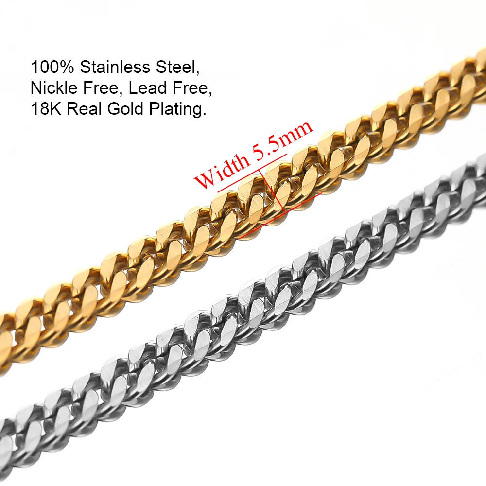 1 Meter Stainless Steel Gold Color Cuban Chain In Bulk for DIY Jewelry Making Hiphop Necklace Findings Punk Bracelet Accessories