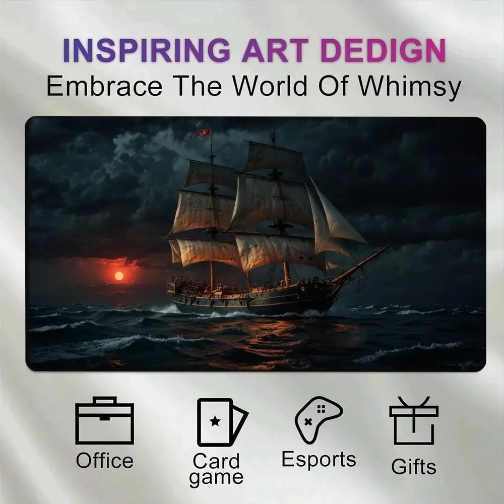XL Majestic Stormy Sailing Ship Gaming Mouse Pad Rugged Non‑Slip Rubber mouse pad grande accesorios escritorio