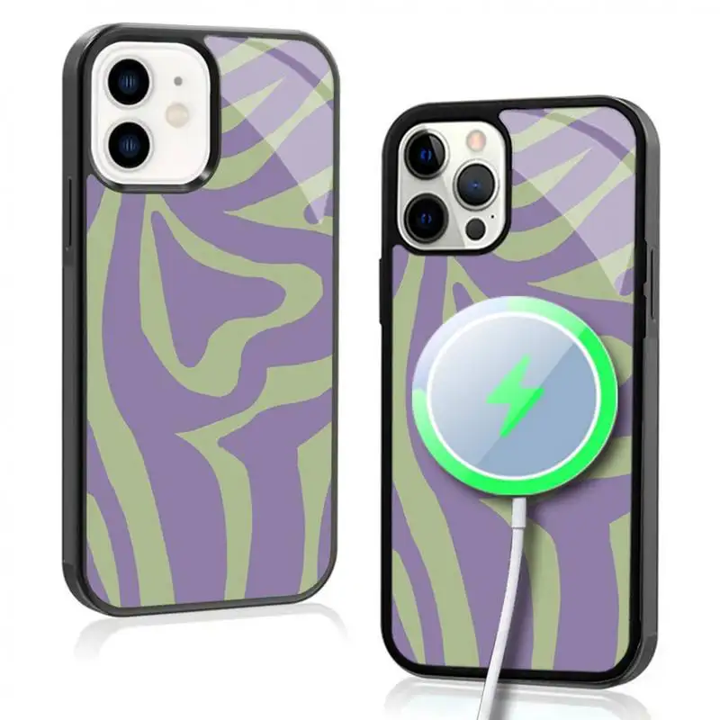 Abstract Swirl Pattern Phone Case For IPhone 11 12 13 14 15 Plus Pro Max Mirror Acrylic Cover For Magsafe Wireless Charging