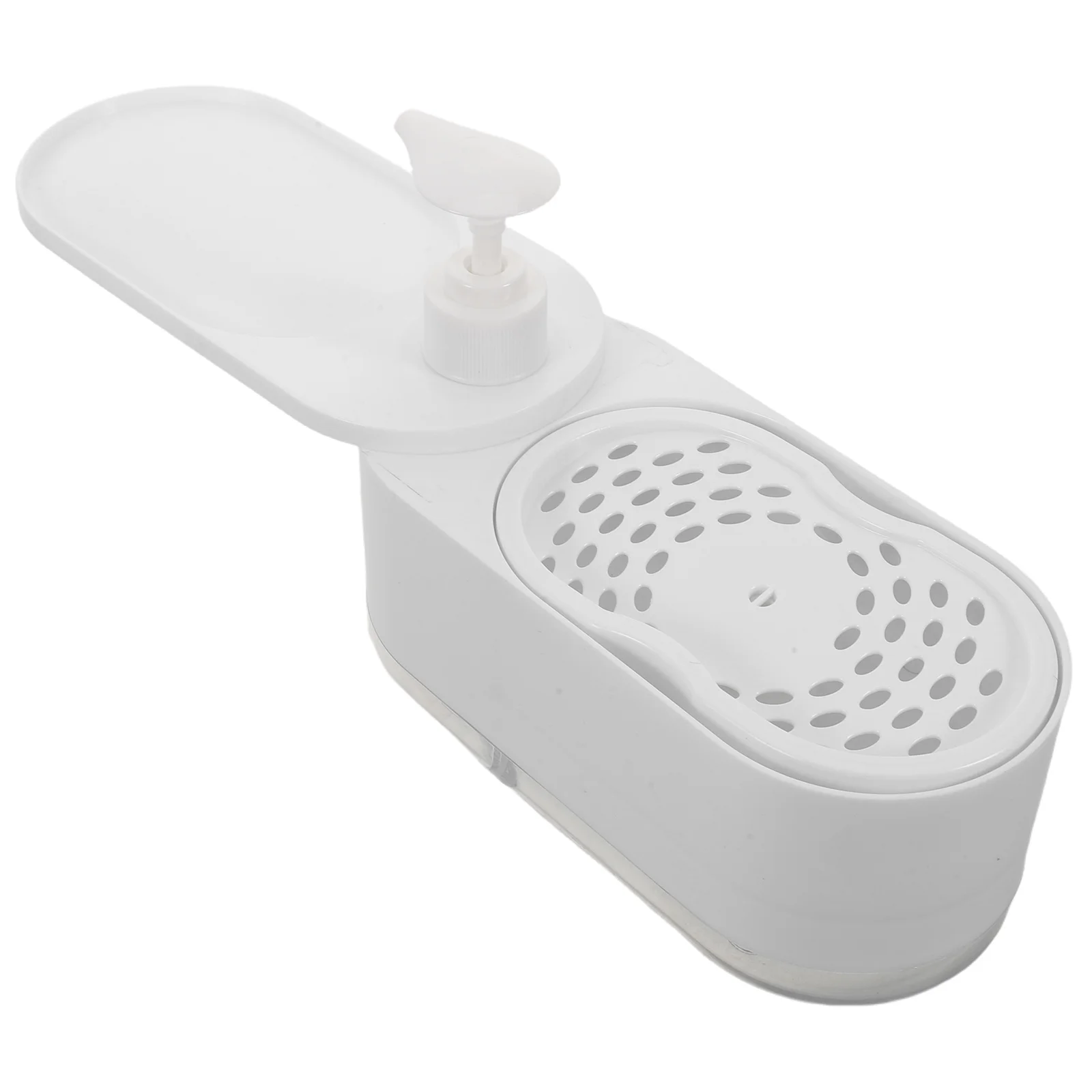 

Kitchen Soap Dispenser Pump Refillable Liquid Hand Dishwashing Dispenser With Sponge Holder Countertop Organizer For Bathroom