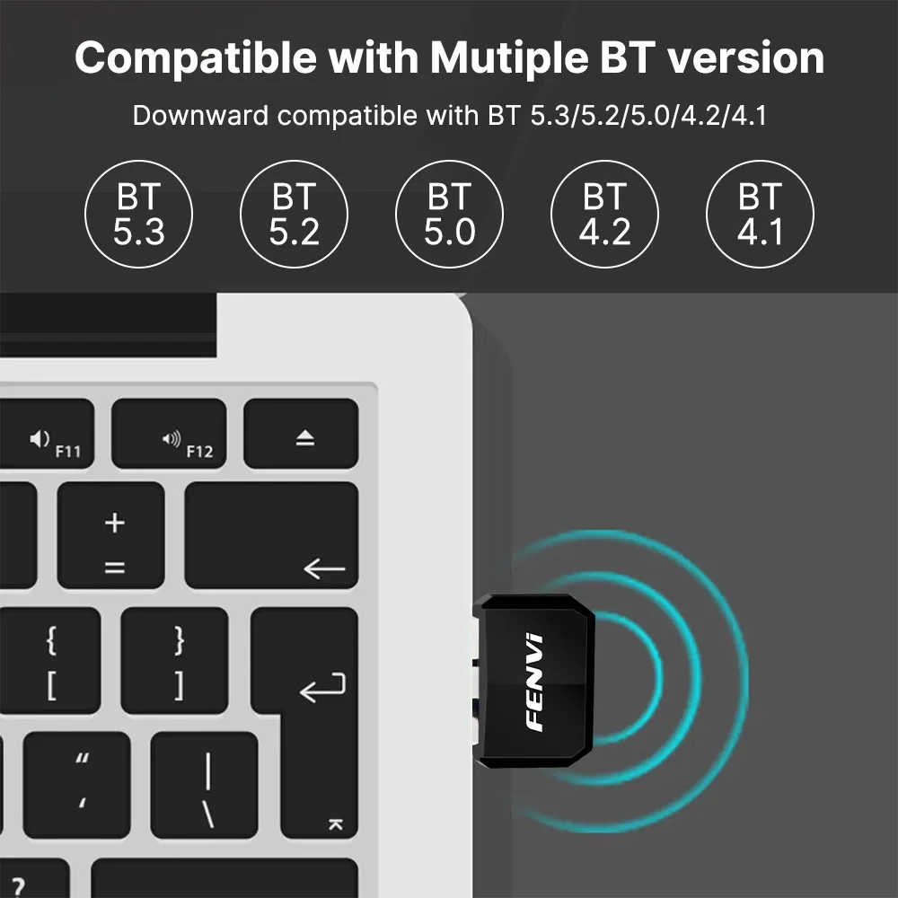 FENVI USB Bluetooth 5.4 Adapter Transmitter Receiver Bluetooth 5.3 Dongle Wireless USB Adapter For Mouse Keyboard Speaker Music