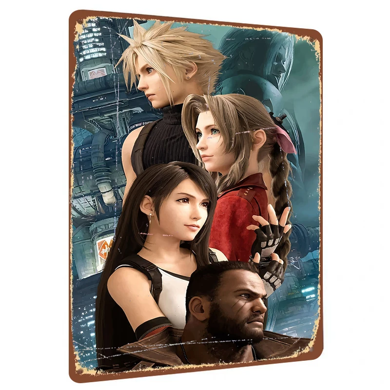 Final Fantasy VII Remake Custom Metal Wall Art High Definition Game Peripheral Decorative Painting