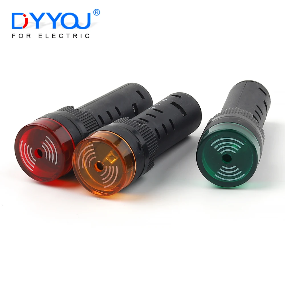 1PCS AD16-16SM Red Green Yellow 16mm LED Indicator Power Active Buzzer Beep Alarm 12V 24V 110V 220V 380V Flash Signal Light