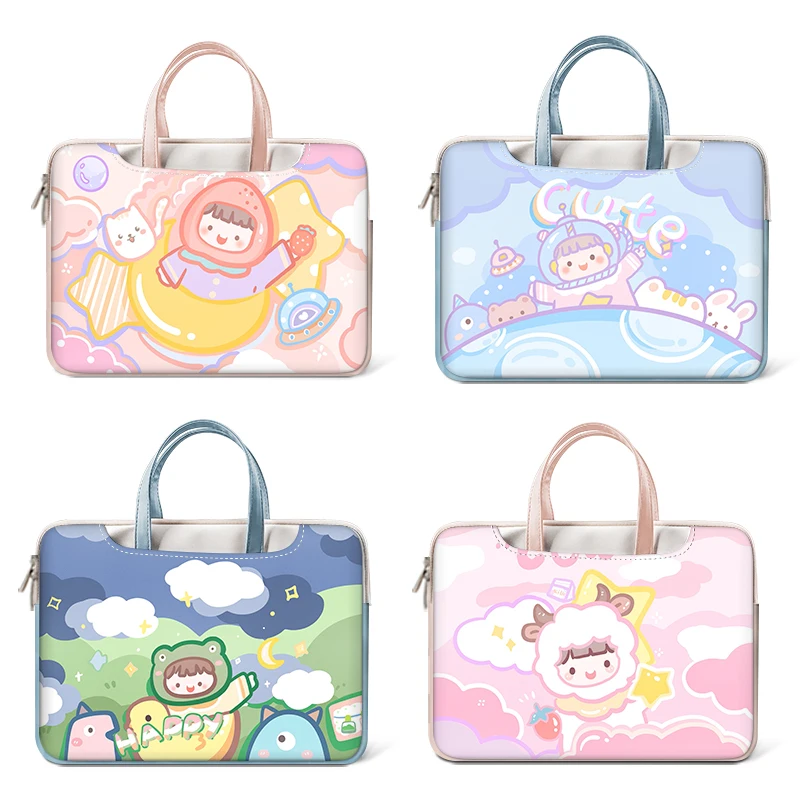 Cartoon Carrying Bag para Macbook, PU Laptop Sleeve, Caso Multifuncional, HP, Asus, Acer, Lenovo DIY, 12 "13.3" 14 "15.6" 17"