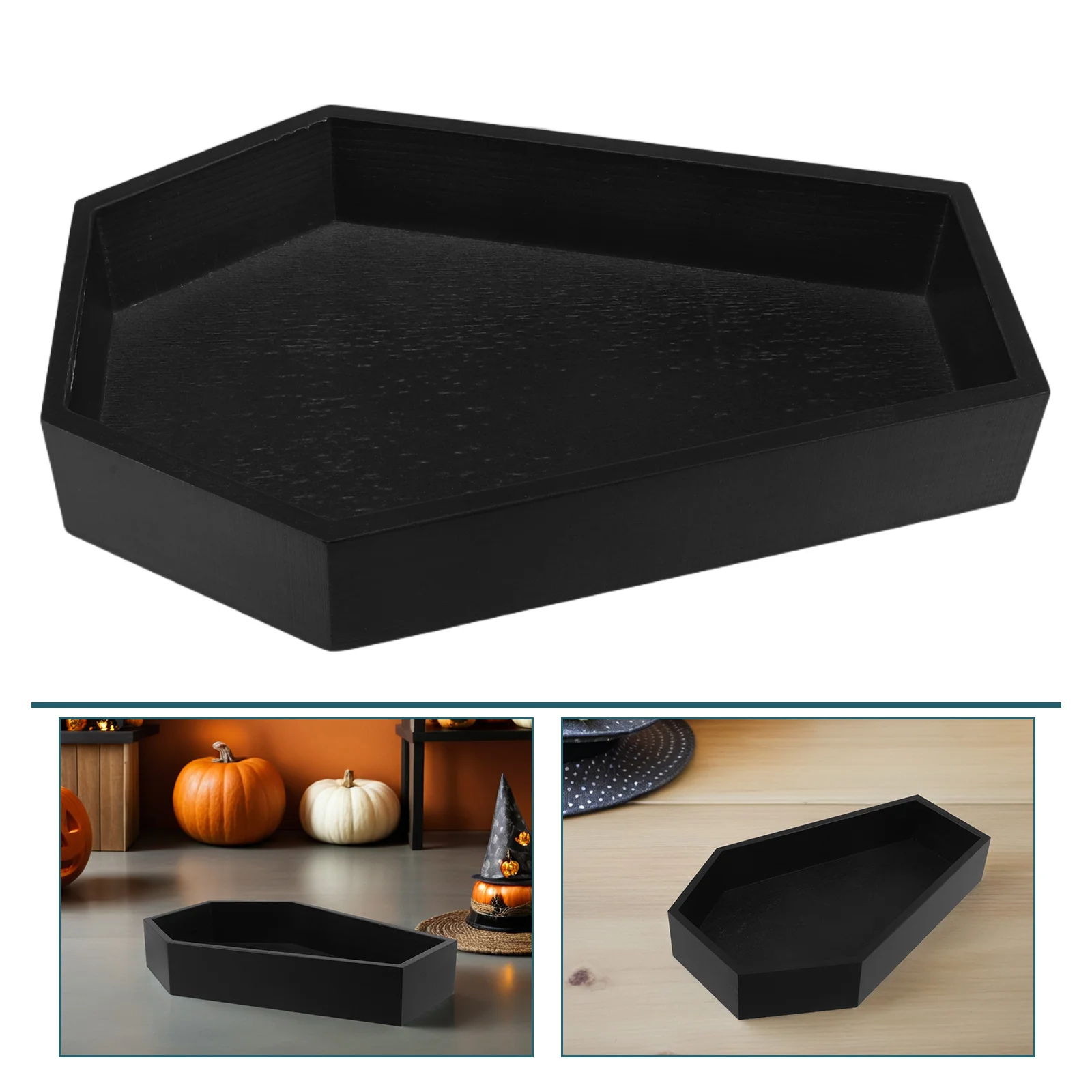 

Wooden Gothic Coffin Tray 11x7inch Halloween Party Candy Snack Organizer Decorative Spooky Serving Platter Gothic Tray Decor