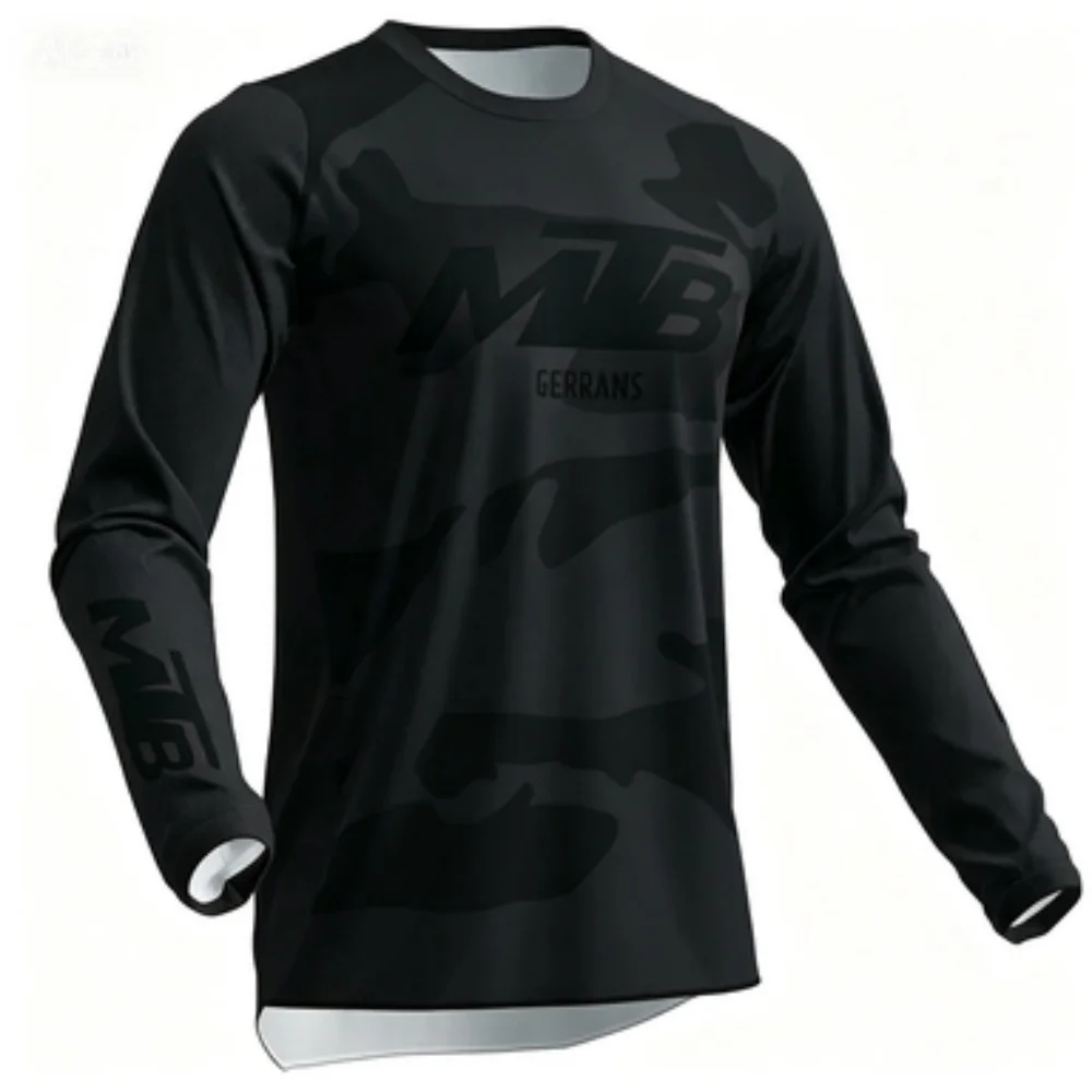 MTB Outdoor Cycling Long Sleeve Shirt Quick-Dry Breathable Camouflage Sports Top for Mountain Bike Riding-