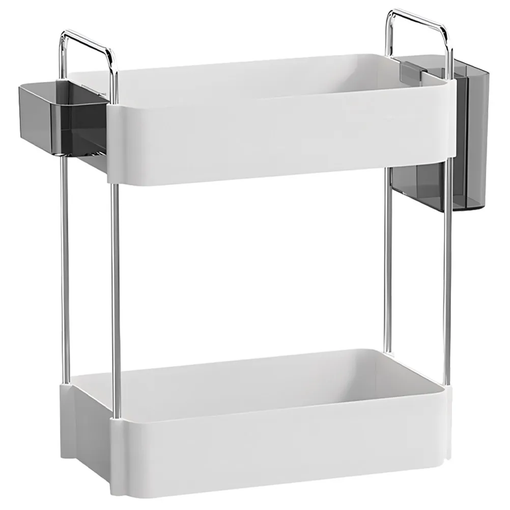 

Настольный органайзер для ванной комнаты, двухслойная подставка для косметики из АБС-пластика и нержавеющей стали, держатель для кухонной косметики, органайзер для макияжа