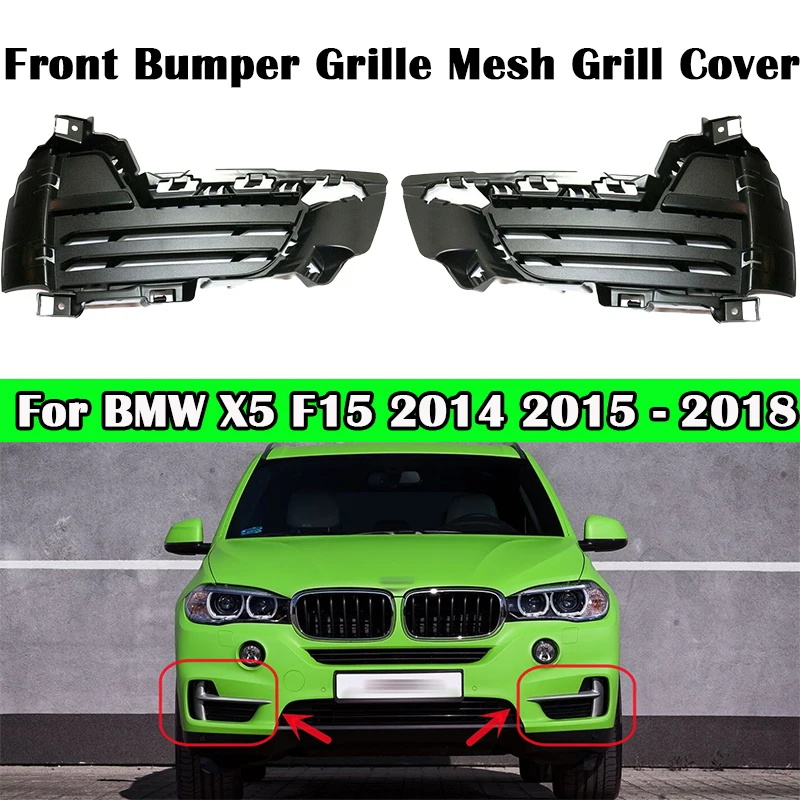 

Front Bumper Fog Light Lamp Grille Cover for BMW X5 F15 2014 2015 2016 2017 2018 Mesh Grill Cover Vent Black 51117307993 5111730