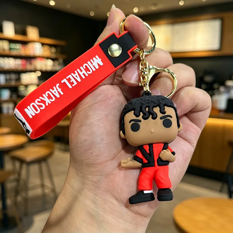2026 NEW HOT Michael Jackson 4 Styles Keychain Music Idol Doll MJ Machine Key Chain Bag Decoration Collect Fan Gifts view 4