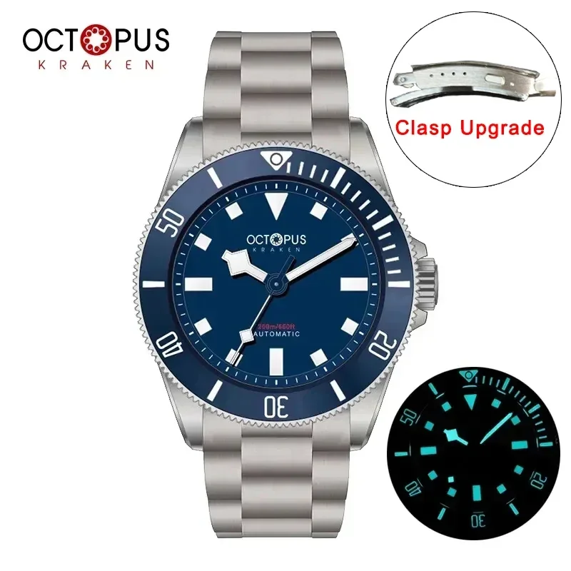 Octopus Kraken 39Mm Titanium Fashion Men\'s Automatic Mechanical Watch Luxury Sapphire Diver 20Bar Night Light Bwg-9 Reloj Hombre