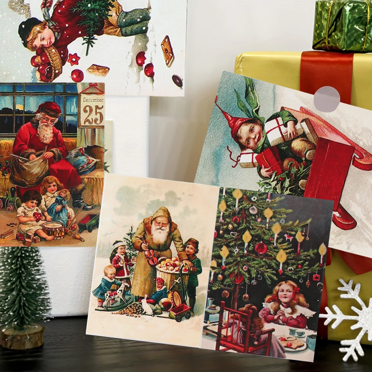 12pcs Christmas Postcards Merry Christmas Decoration for Home 2024 Xmas Postcards Xmas Ornament Navidad Natal New Year Gift 2025