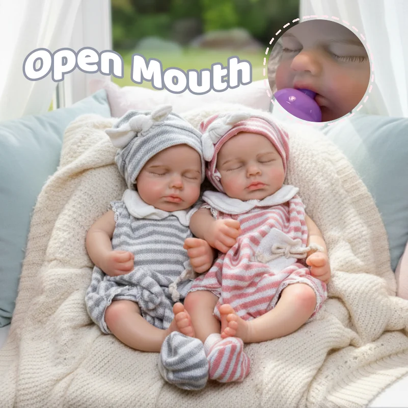 

13inch/33cm Can Open Mouth Painted Solid Silicone LouLou Bebe Reborn Girl&Boy Dolls Washable Newborn Baby Dolls Perfect For Gift