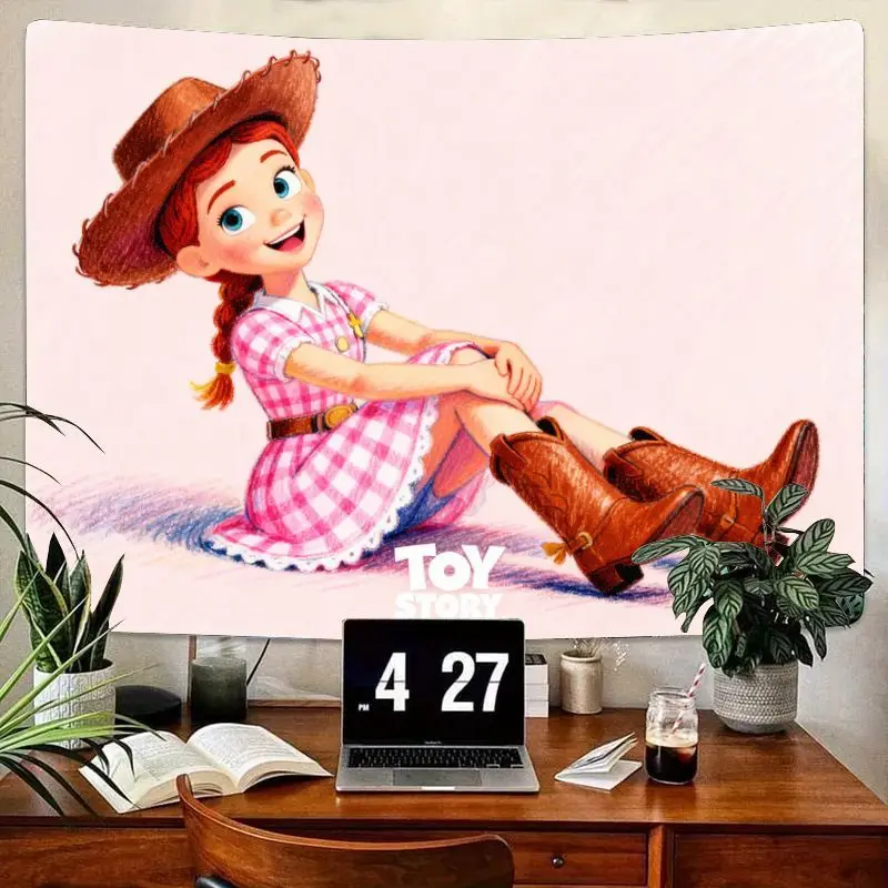 

1PC Disney Toy Story Jessie Pink Gingham Dress Tapestry, Cowgirl Wall Art for Kids Room Decor, Cute Movie Fan Gift