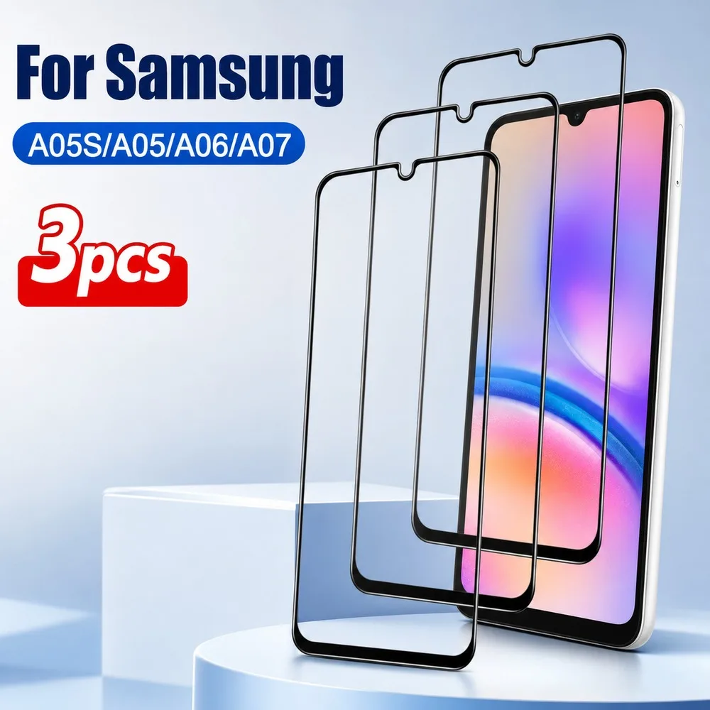 3PCS Tempered Glass Screen Protector For Samsung Galaxy A05s A05 Tempered Glass Film For Samsung Galaxy A06 A07 Anti-Scratch
