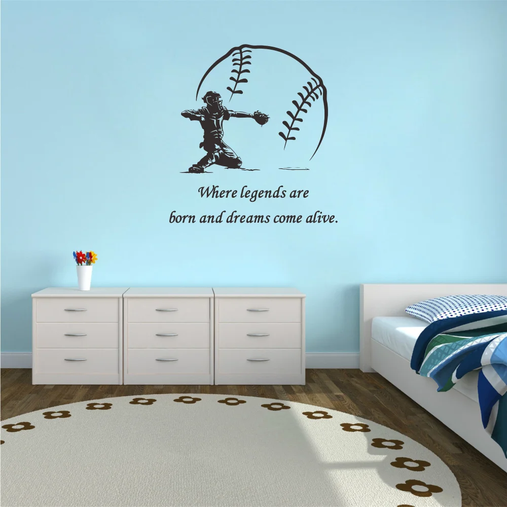 Виниловая Наклейка На Стену «Родные Легенды И Мечты Приносят Жизнь» Дизайн Бейсбольной Биты Идеально Подходит Для Спальни Мал...