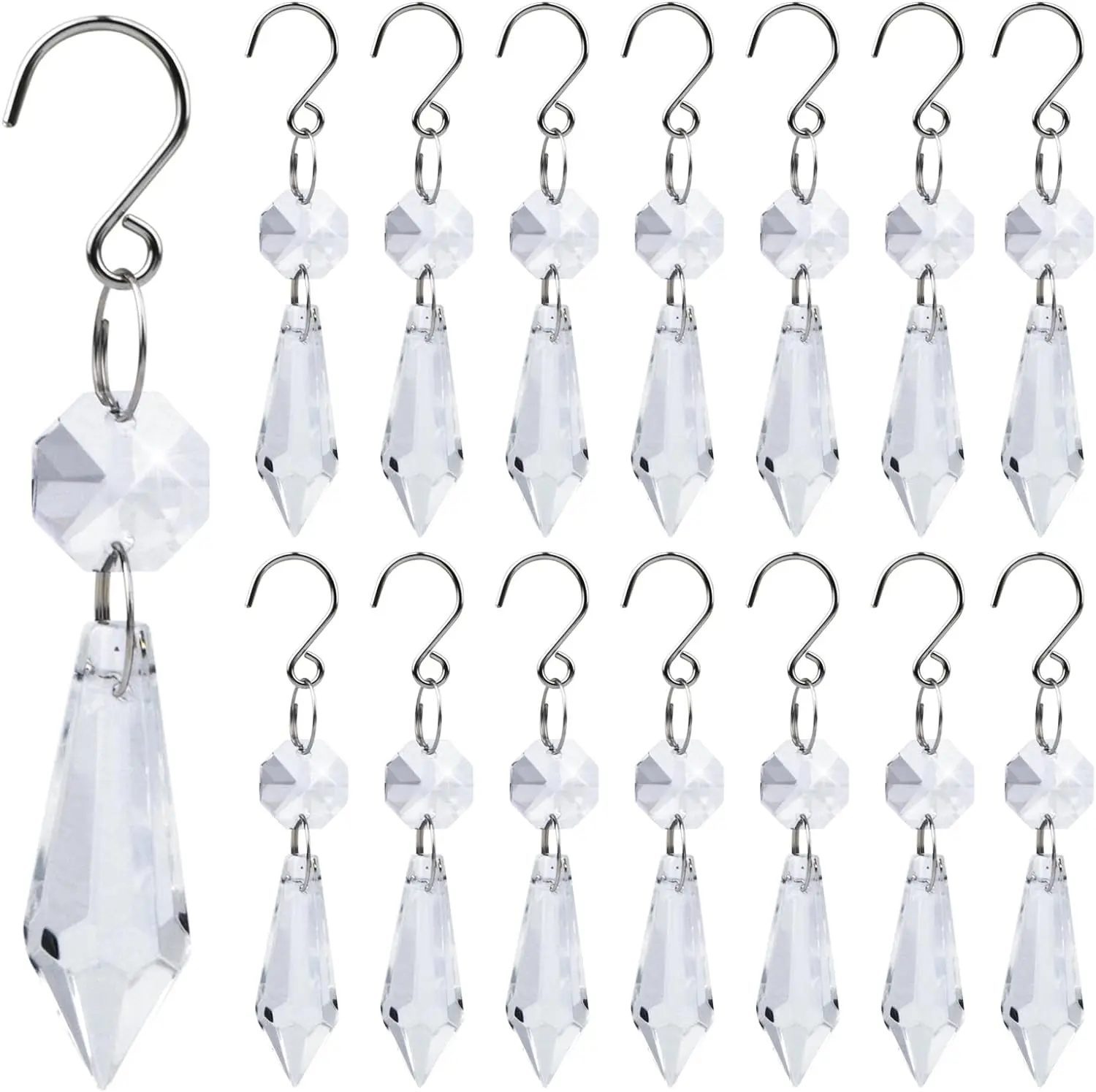 Clear Crystal Icicle Prisms 38mm AB Crystal U-drop Prism Chandelier Glass Crystals Pendants Hanging for Chandelier Replacement