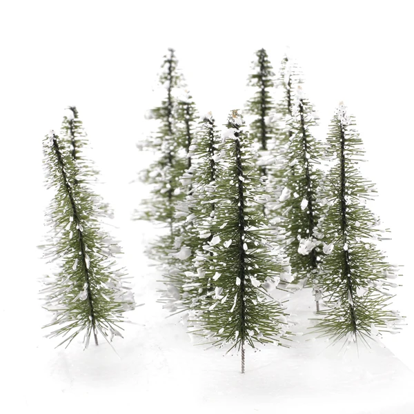 10pcs Model Pine Trees Miniature White Snow Trees Winter Forest Train Railway War Game Layout Landscape Diorama Scenery OO Scale