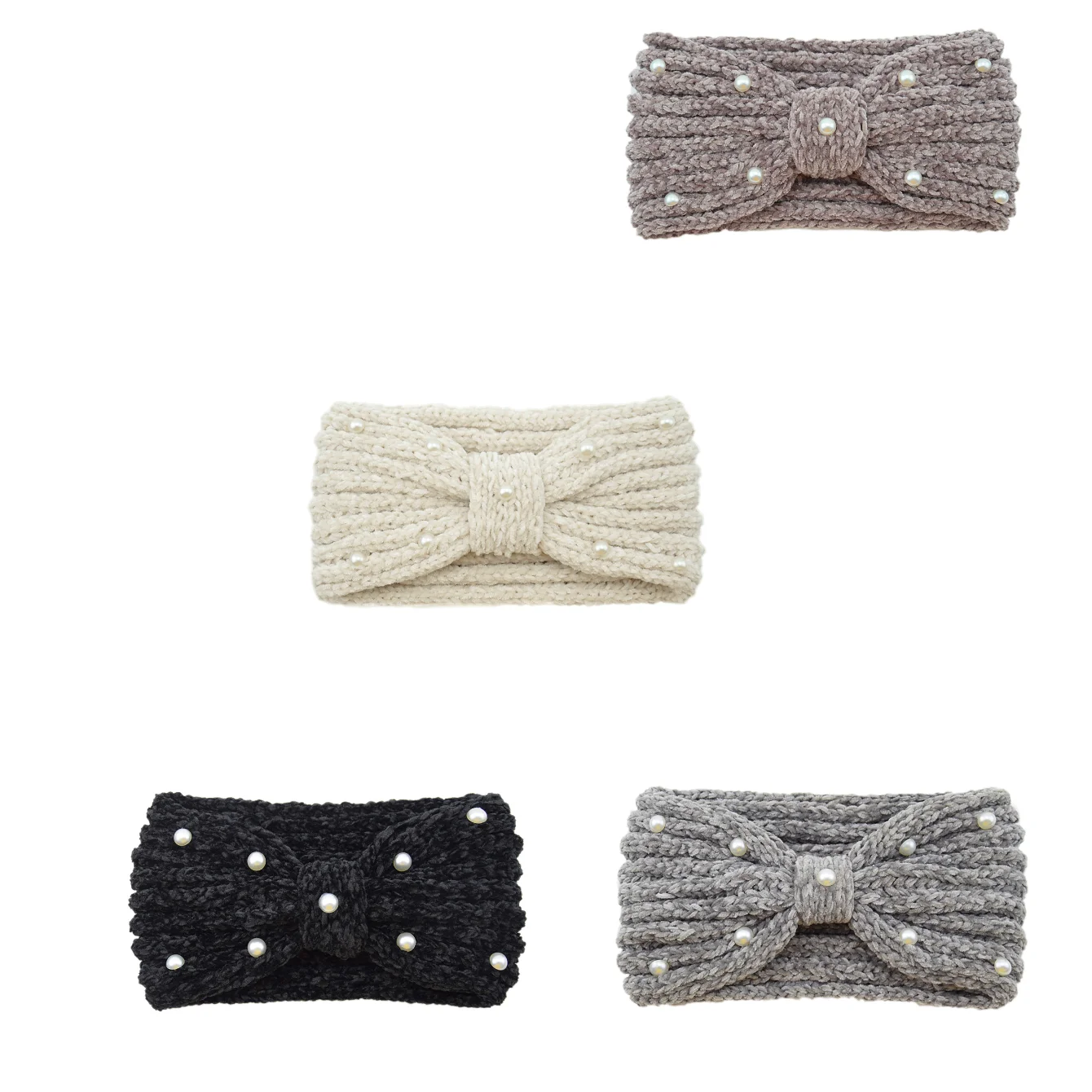 

1PC Warm Velvet Cross Headband for Women Handmade Wide Solid Color Simulated Pearl Elastic Knot Turban Bandage Hair Accessories