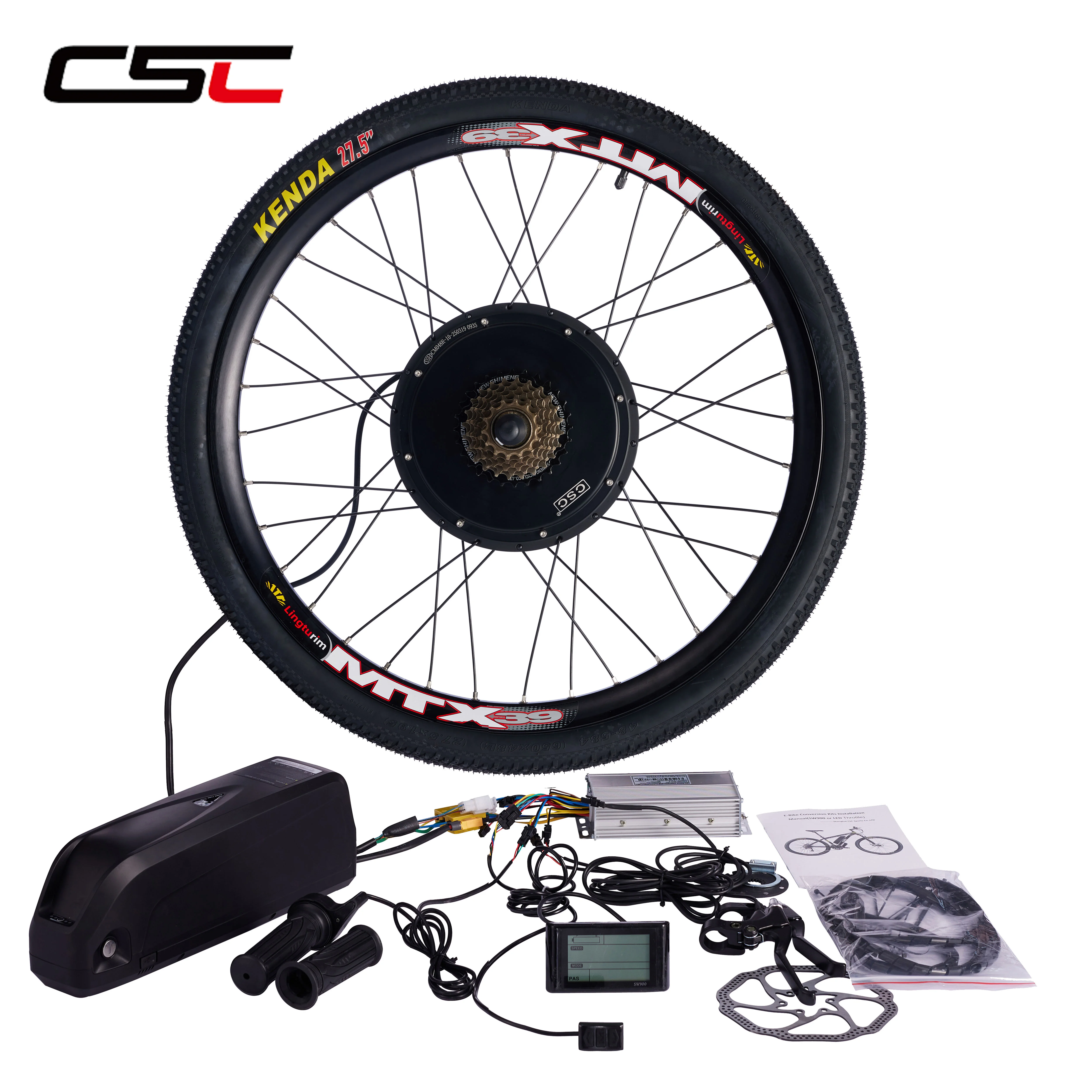 CSCElectricBicycleConversionKit26"27.5"700C48V1000W1500WMotorWheelBrushlessEbikeMTXDiscBrakeFlywheelTyreBatter