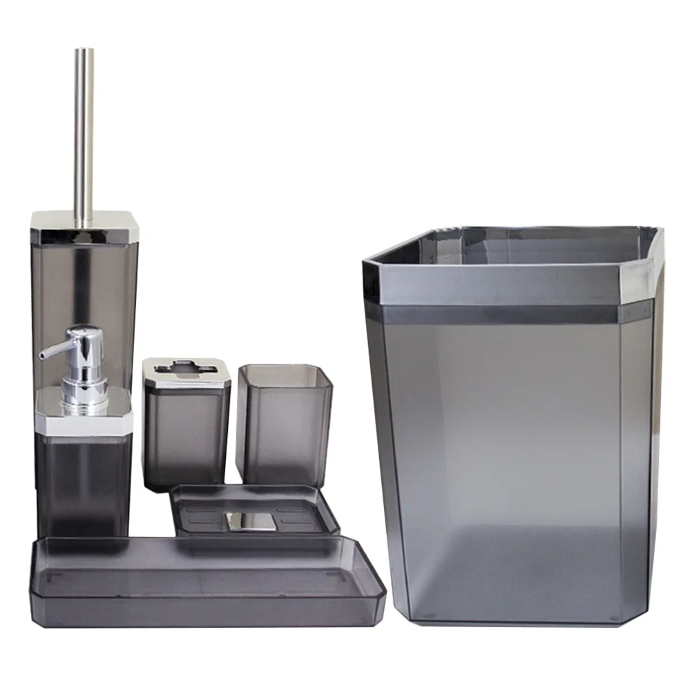 

Мусорный бак, туалетные принадлежности, 7 шт., чашки для полоскания рта, держатель для зубных щеток, аксессуары, дозатор лосьона, бутылка для дома, жидкий серый цвет