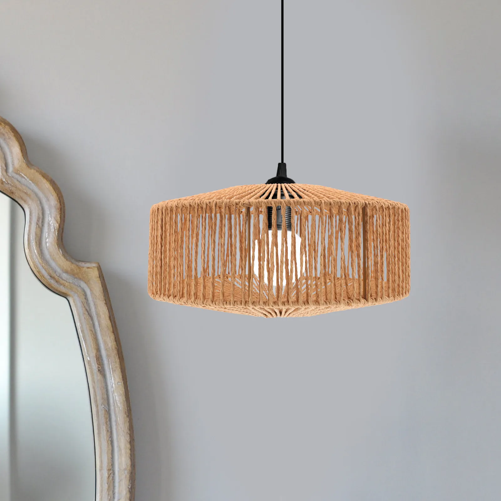 

1 шт. абажур из бумажной веревки, винтажный, для подвесного потолочного светильника, для гостиной, спальни, ресторана, отеля