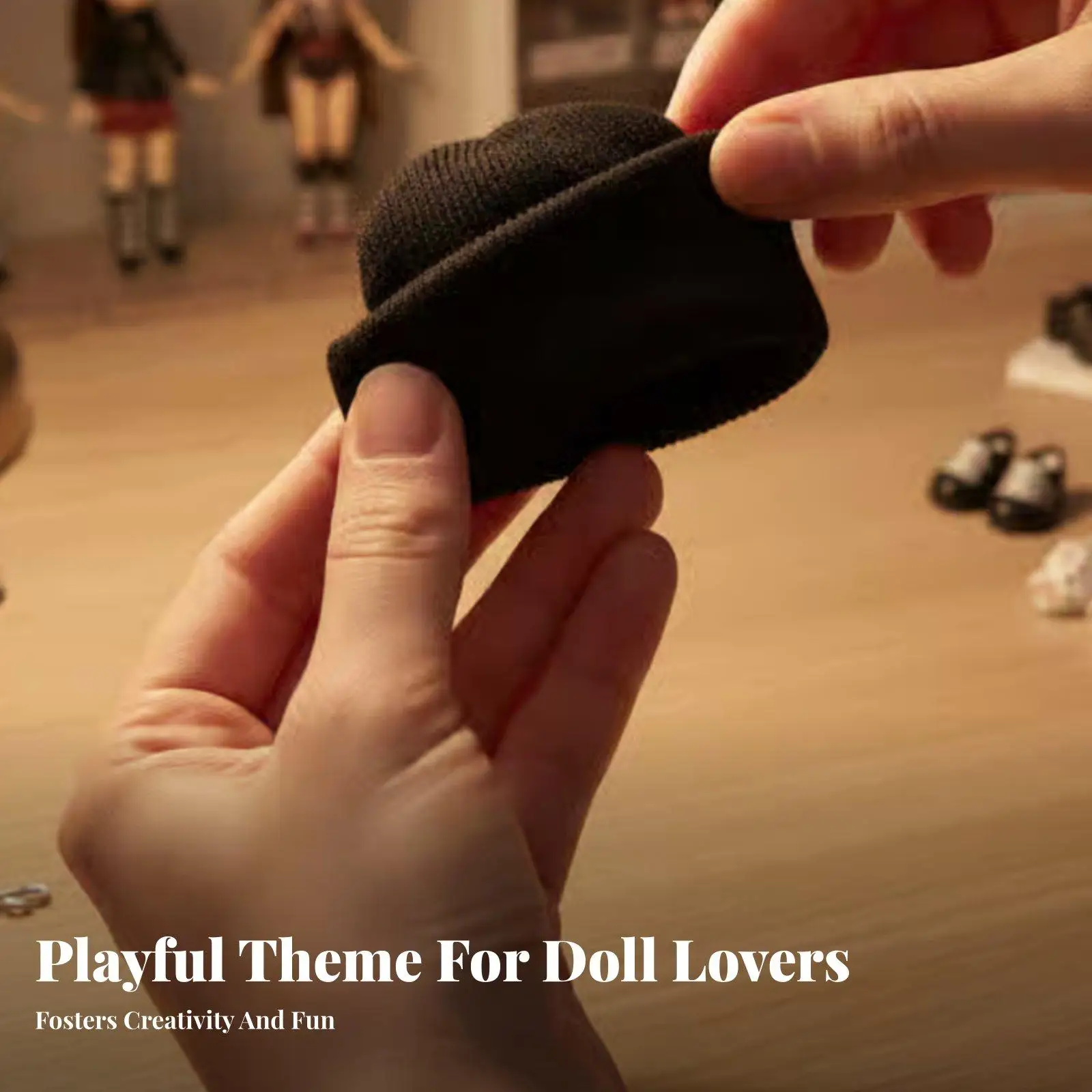 Foldable Ribbed Knit Doll Hat for 17cm Dolls Stylish Miniature Cap for Doll Accessories and Outfits