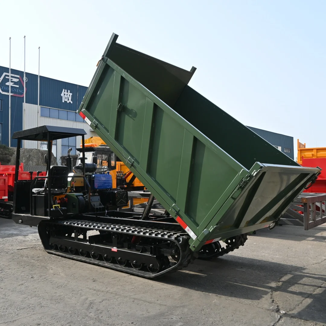 Dumper chenillé diesel robuste CE, véhicule de transport sur chenilles, benne basculante hydraulique, chenilles en caoutchouc, pour la construction, l'exploitation minière, l'agriculture et les zones boueuses
