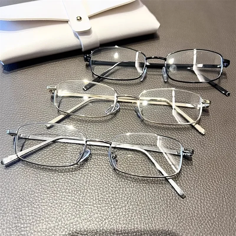 Harajuku Y2K خمر إطار مربع صغير نظارات للنساء الرجال النظارات المعدنية واضح نظارات للقراءة الضوء الأزرق حجب النظارات #6