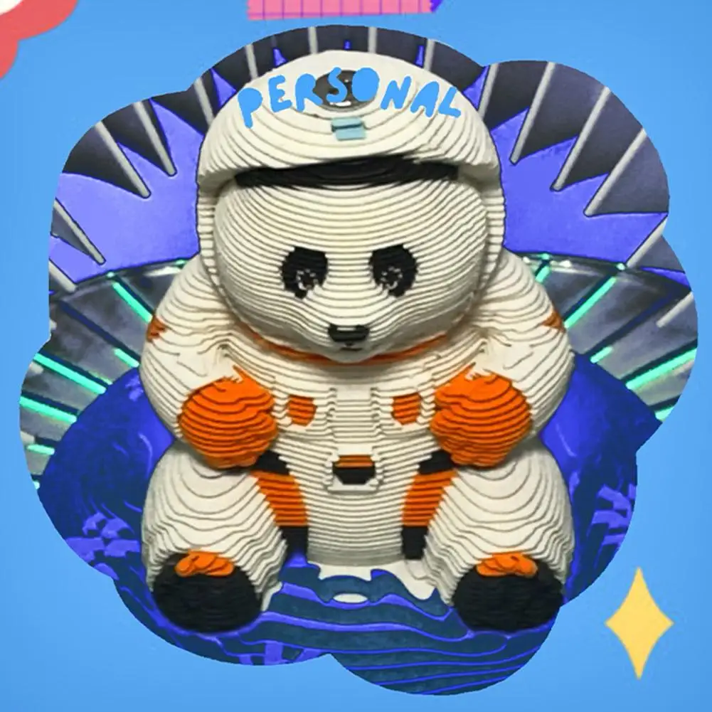 2025 Calendar New 3D Panda Memo Paper Carving Creative Cultural DIY Astronaut Kids Commemorative Gift Starry Sky Rainbow Light 