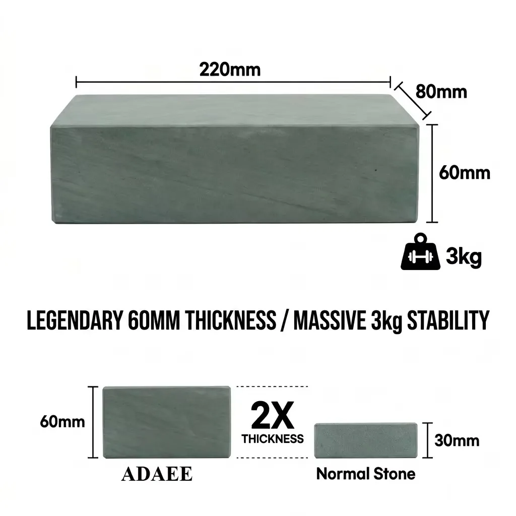 ADAEE 3kg Massive 60mm Thick Natural Whetstone 12000 Grit 220x80x60mm Metamorphic Stone Mirror Polish Professional Knife Sharpen