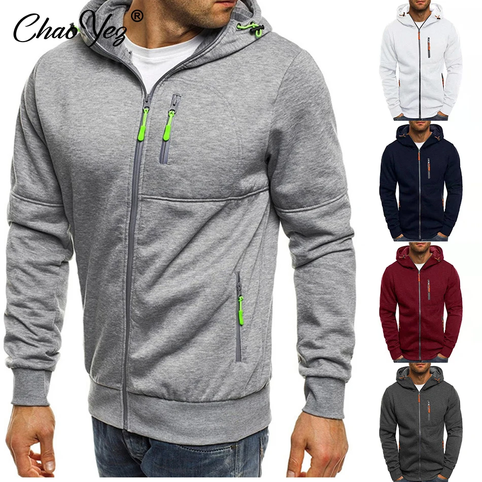 

2024 Autumn Spring Men Zipper Sports Hoodies Men Fashion Cool Cardigan Jacket Coat Casual Sportwear Male Outdoor Clothing XXXL