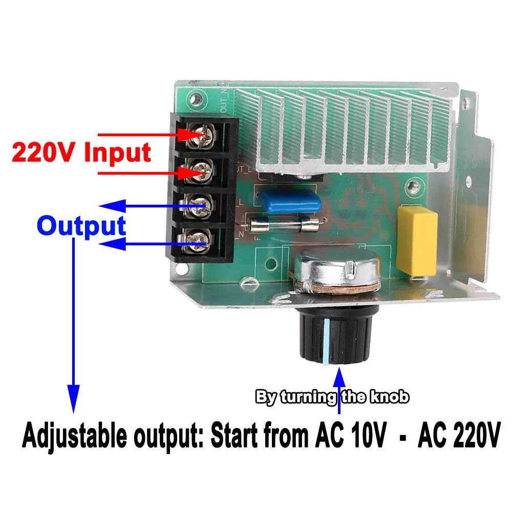 4000W 220V AC SCR Voltage Regulator Dimmer Electric Motor Speed Controller Electronic Volt Regulator Dimmer Thermostat Regulator