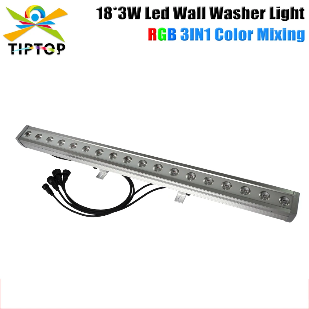 Freeshipping 18x3W RGB Waterproof Led Wall Washer Light 3IN1 Triple Color Mixing 25 Degree Lens Waterproof DMX Power IN/OUT