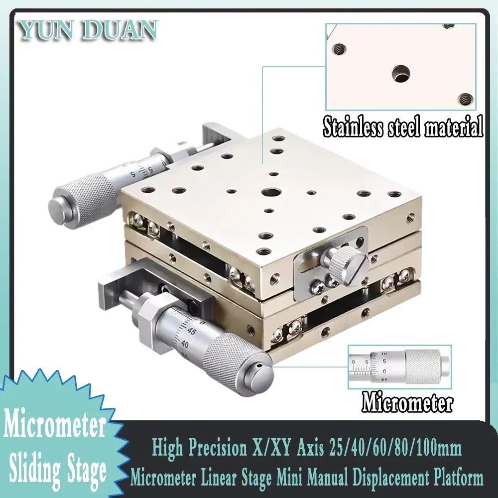 

High Precision High-Load Stainless Steel Material Manual Displacement Platform Micrometer Sliding Table for Optical Device