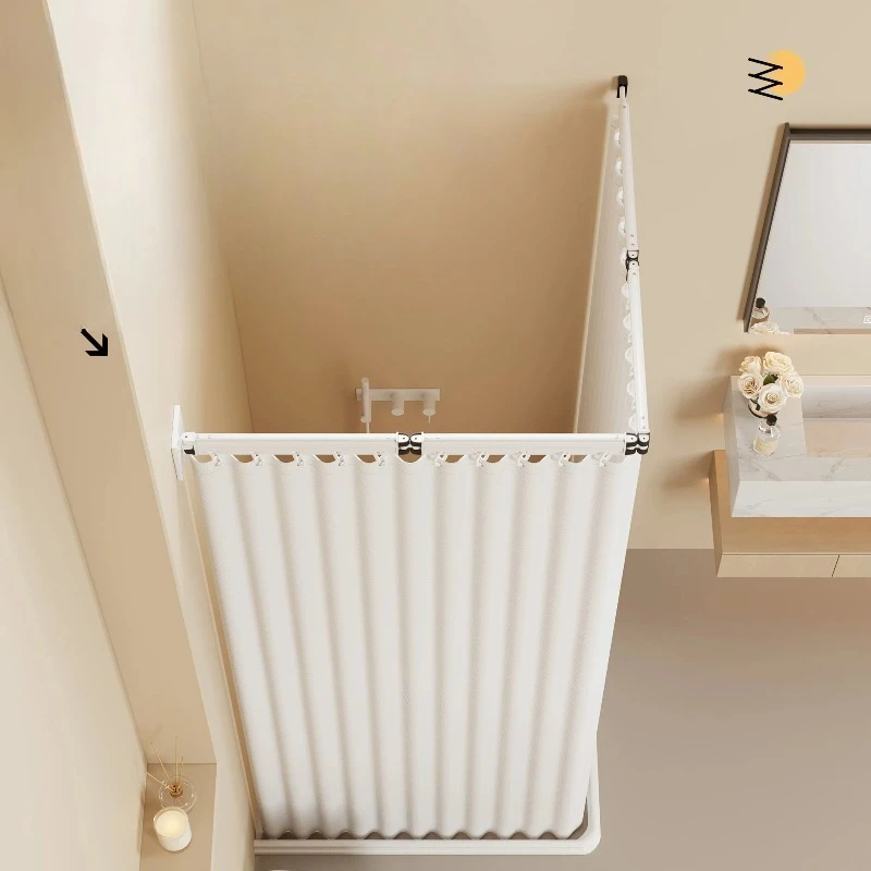 

‌Invisible Folding Shower Curtain Magnetic Waterproof Partition No-Drill Dry/Wet Separation Space-Saving Collapsible for Home