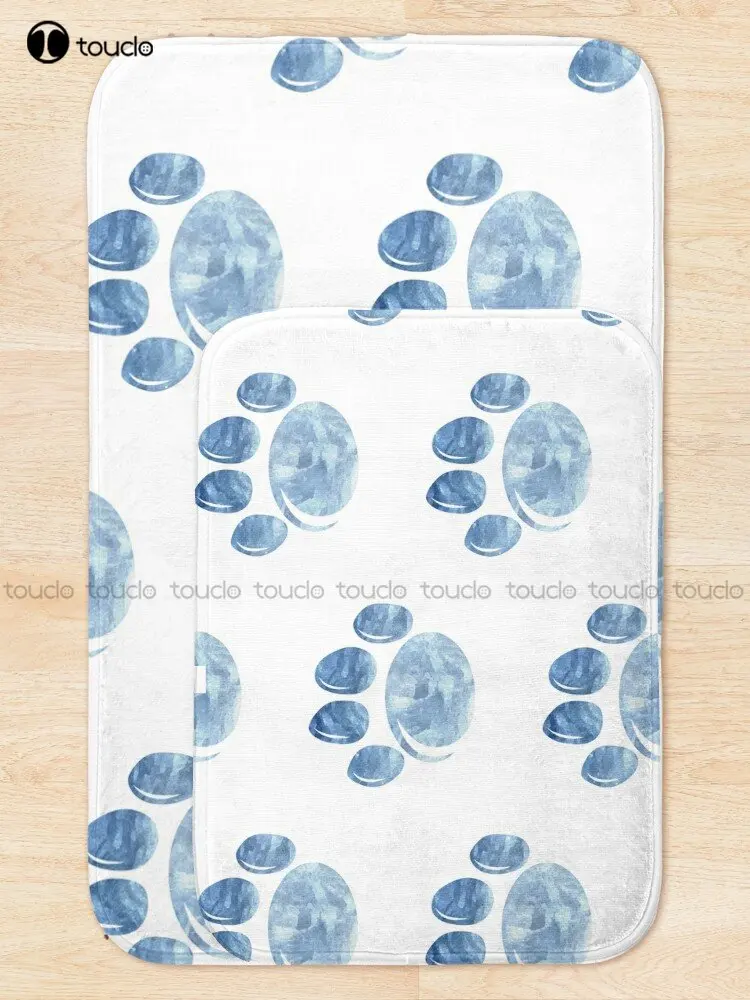 Watercolor Paw Print Bath Mat Games Bath Rugs