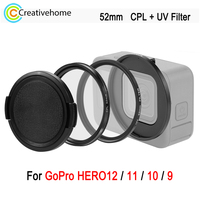 PULUZ 52mm CPL & UV Lens Filters For GoPro HERO12 HERO11 HERO10 HERO9 CPL Filter + UV Lens + Adapter Ring + Lens Cap