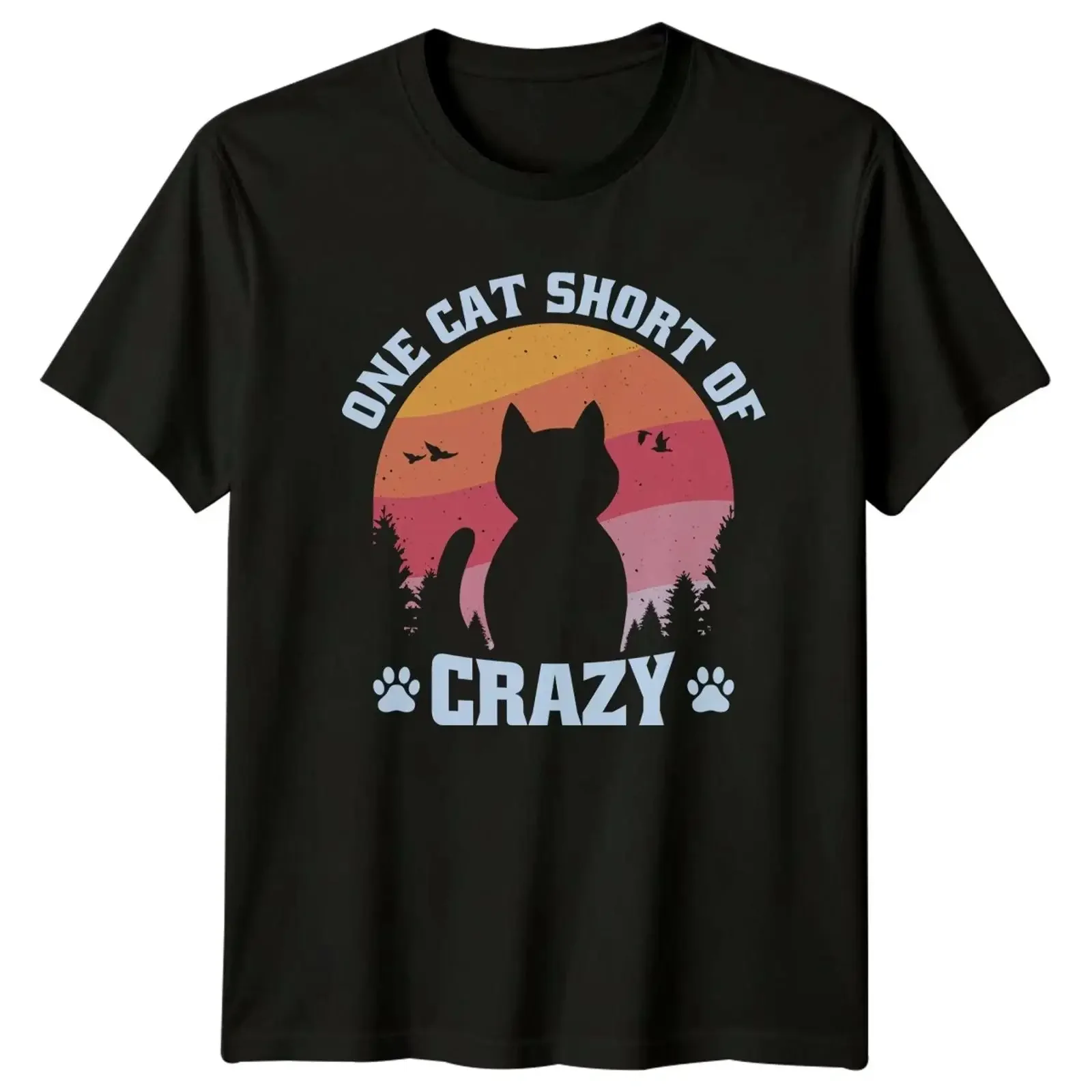 One Cat Short Of Women's T Shirt Lover for Her vintage Washed Stylish Soft Casual streetwear graphic Comfortable Unisex fashion
